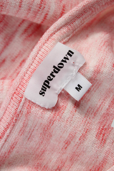 Superdown Women Cropped Long Sleeve Round Neck Button Pink Top 90s Size M