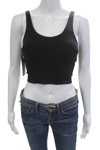 TNA Women Cropped Basic Tank Black Round Neck Sleeveless Size 2XS