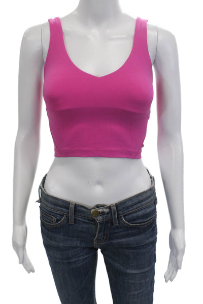 Lululemon Womens Pink Cropped V-Neck Tank Polyester Size 0