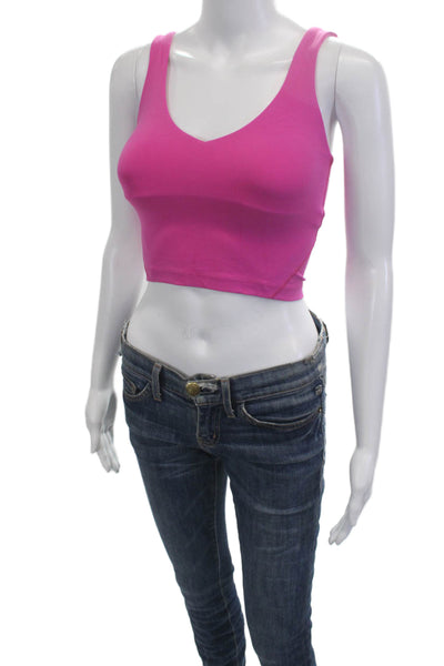 Lululemon Womens Pink Cropped V-Neck Tank Polyester Size 0
