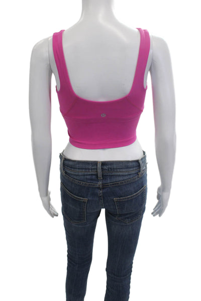 Lululemon Womens Pink Cropped V-Neck Tank Polyester Size 0