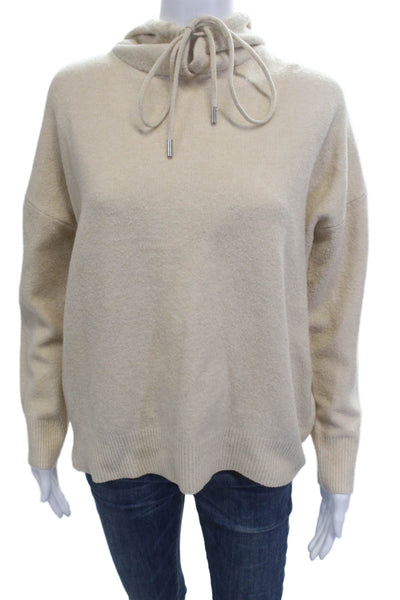 Zara Women Pullover Hoodie Beige High Neck Drawstring Size M