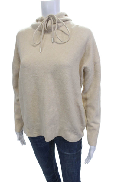 Zara Women Pullover Hoodie Beige High Neck Drawstring Size M