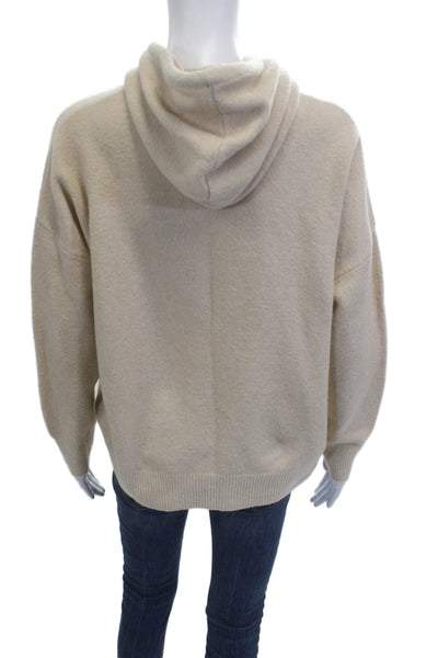 Zara Women Pullover Hoodie Beige High Neck Drawstring Size M