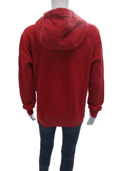 Nike Womens Pullover Hoodie Red Long Sleeve Drawstring Cotton Blend Size XS