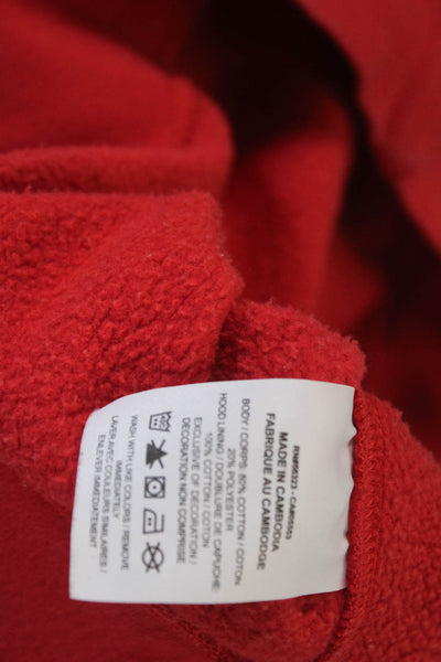 Nike Womens Pullover Hoodie Red Long Sleeve Drawstring Cotton Blend Size XS