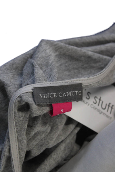 Vince Camuto Women Dark Gray Cotton Blend Round Neck Sleeveless T-Shirt Size S