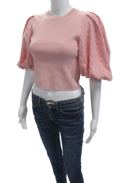 Zara Womens Cropped Pink Short Sleeve Crew Neck 100% Cotton T-Shirt Size S