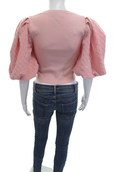 Zara Womens Cropped Pink Short Sleeve Crew Neck 100% Cotton T-Shirt Size S