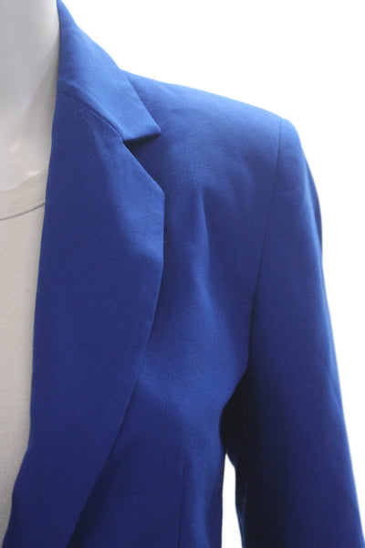 Zara Basic Womens Linen Blue Collared Button Solid Long Sleeve Blazer Size 4