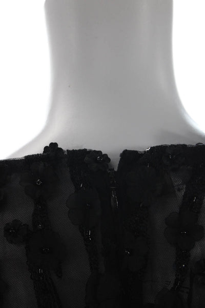 Talbot Runhof Womens Black Sheath Mini Dress Short Sleeve Round Neck Size 34