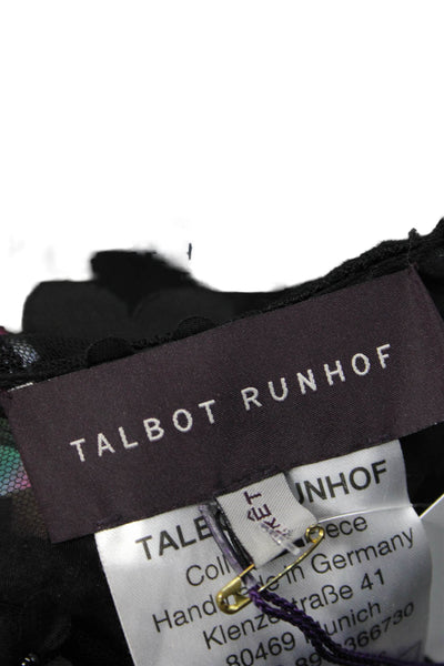 Talbot Runhof Womens Black Sheath Mini Dress Short Sleeve Round Neck Size 34