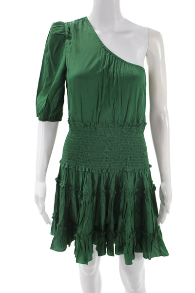 Muche Et Muchette Women Green Bohemian Mini Short Sleeve Dress Size One Size