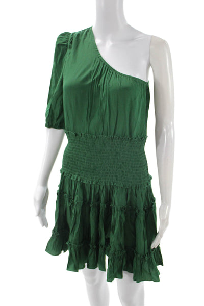 Muche Et Muchette Women Green Bohemian Mini Short Sleeve Dress Size One Size