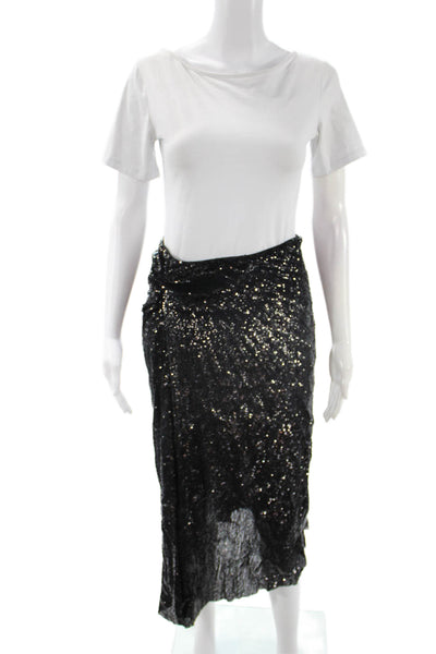 ALC Womens Wrap Skirt Long Black 100% Nylon Size 2