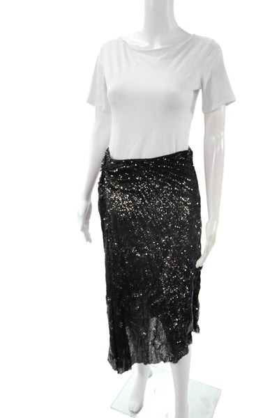 ALC Womens Wrap Skirt Long Black 100% Nylon Size 2