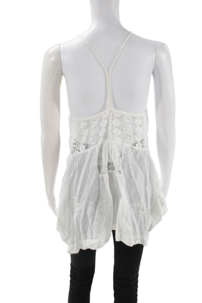 Free People Womens Boho Camisole Tunic White Cotton Sleeveless Size XS