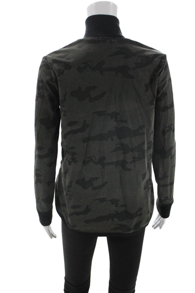 Yosemite Women Puffer Quilted Jacket Black Camo Cotton High Neck Size 0