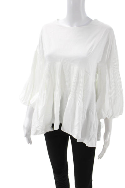 Style Mafia Womens Bohemian White Round Neck 3/4 Sleeve Blouse Size S