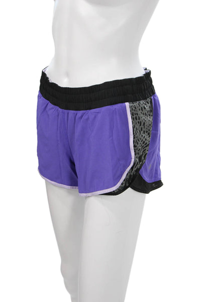 Lululemon Women Black Animal Print Nylon Shorts Size 4