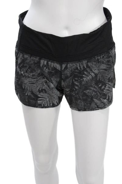 Lululemon Womens Black Floral Nylon Zip Shorts Size 6