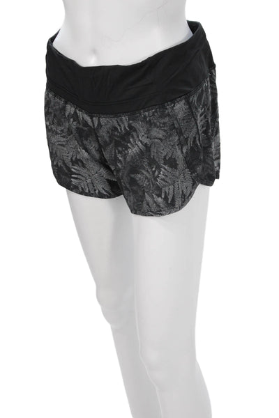 Lululemon Womens Black Floral Nylon Zip Shorts Size 6