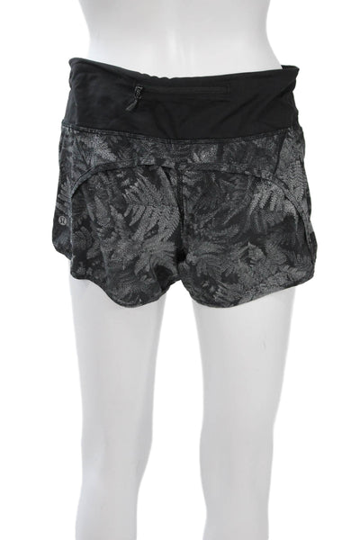 Lululemon Womens Black Floral Nylon Zip Shorts Size 6