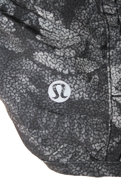 Lululemon Womens Black Floral Nylon Zip Shorts Size 6