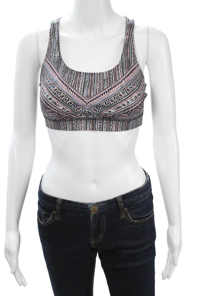 Lululemon Womens Sport Bra Multicolor Geometric Scoop Neck Size 8
