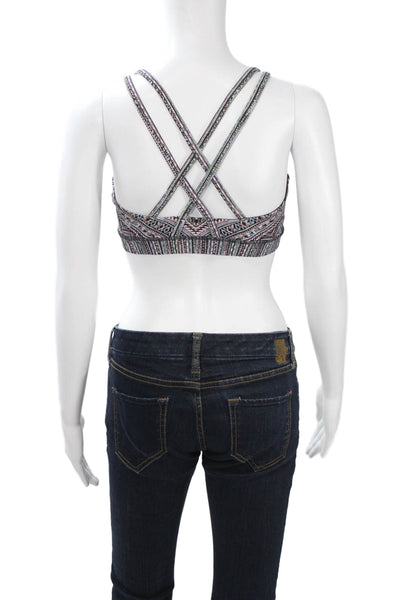 Lululemon Womens Sport Bra Multicolor Geometric Scoop Neck Size 8