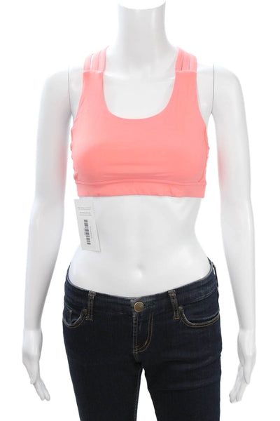 Lululemon Womens Sport Bra Pink Nylon Scoop Neck Sleeveless Size 6