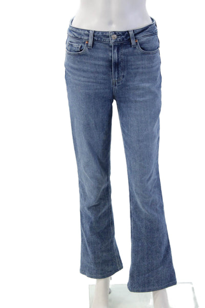 Paige Women Bootcut Flared Jeans Blue High Rise Button 93% Cotton Size 28