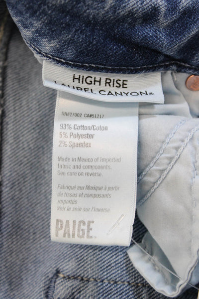 Paige Women Bootcut Flared Jeans Blue High Rise Button 93% Cotton Size 28