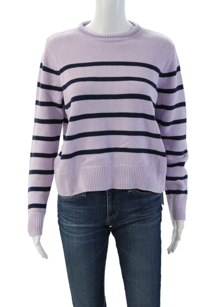 Vineyard Vines Women Purple Striped Crewneck Pullover Cotton Size S