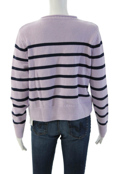 Vineyard Vines Women Purple Striped Crewneck Pullover Cotton Size S