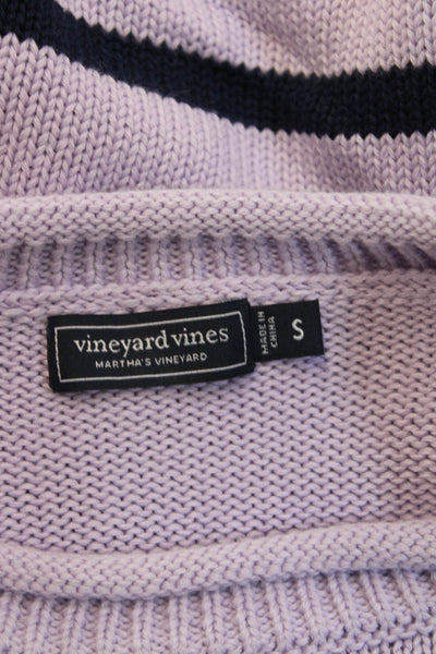 Vineyard Vines Women Purple Striped Crewneck Pullover Cotton Size S
