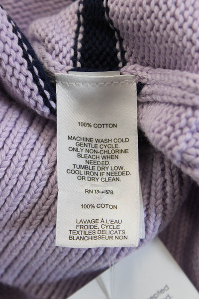 Vineyard Vines Women Purple Striped Crewneck Pullover Cotton Size S