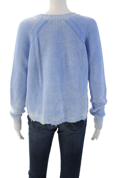 Cotton By Autumn Cashmere Women Light Blue V-Neck Pullover Sweater Size M