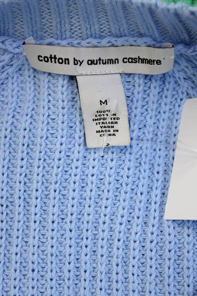 Cotton By Autumn Cashmere Women Light Blue V-Neck Pullover Sweater Size M