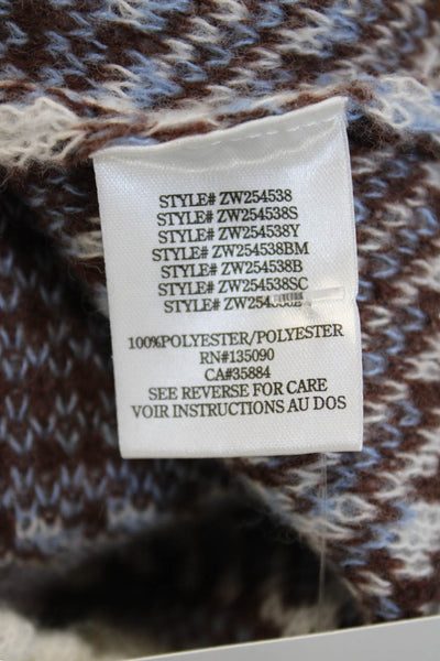 Z Supply Womens White Plaid Pullover Sweater Crew Neck 100% Polyester Size S