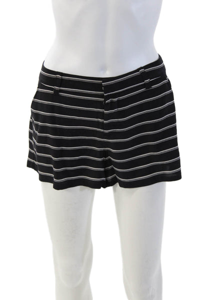 Joie Womens Black Striped Silk Beach Shorts Button Closure Size 6