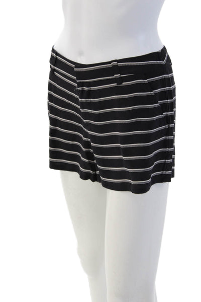 Joie Womens Black Striped Silk Beach Shorts Button Closure Size 6