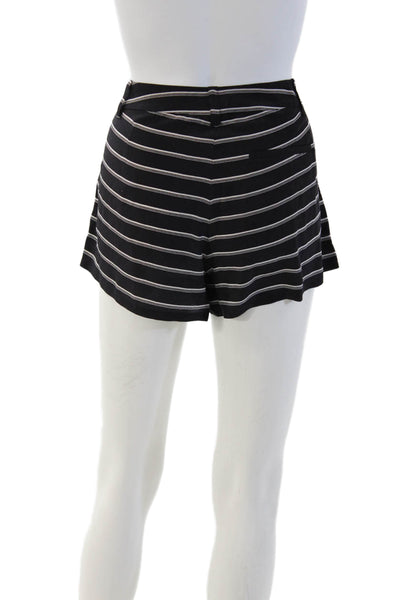 Joie Womens Black Striped Silk Beach Shorts Button Closure Size 6