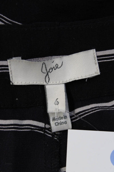 Joie Womens Black Striped Silk Beach Shorts Button Closure Size 6