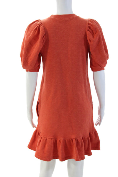 Ulla Johnson Womens Sweater Dress Orange Cotton Crew Neck Short Sleeve Size PP