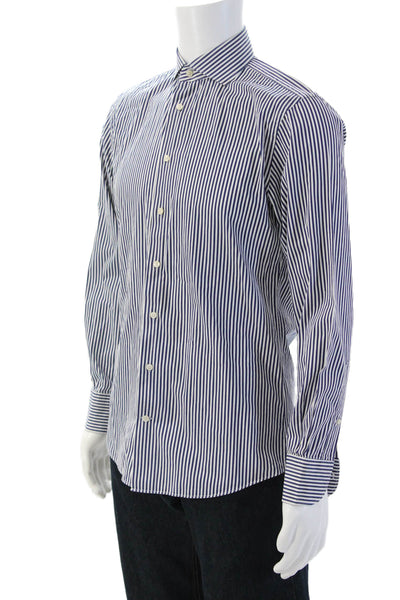 Suit Supply Mens Cotton Striped Long Sleeve Button-Down Shirt Blue Size 40