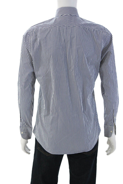 Suit Supply Mens Cotton Striped Long Sleeve Button-Down Shirt Blue Size 40