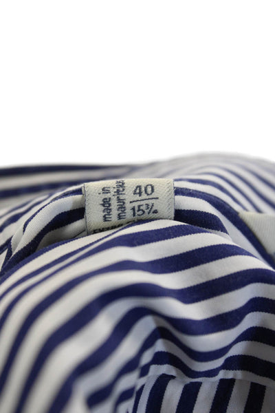 Suit Supply Mens Cotton Striped Long Sleeve Button-Down Shirt Blue Size 40