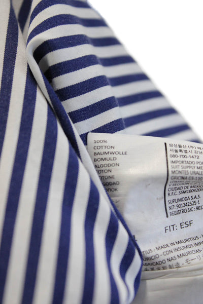 Suit Supply Mens Cotton Striped Long Sleeve Button-Down Shirt Blue Size 40