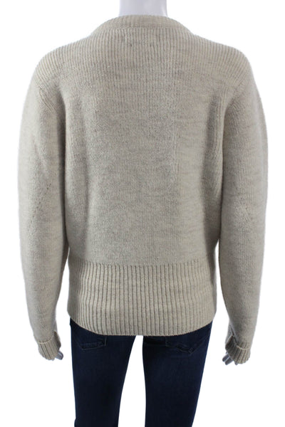 Isabel Marant Womens Pullover Sweater Beige Wool Round Neck Long Sleeve Size 42